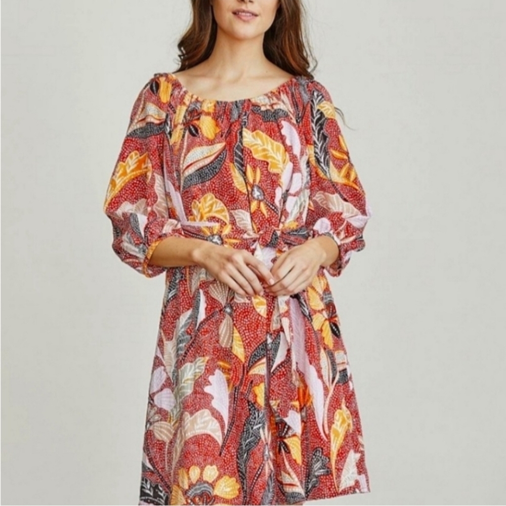 Elizabeth And James Floral Flared 100% Cotton Summer Women's Dress Plus Size XXL